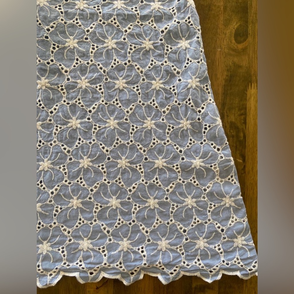 Zara Light Blue Eyelet Mini Dress - Picture 4 of 9